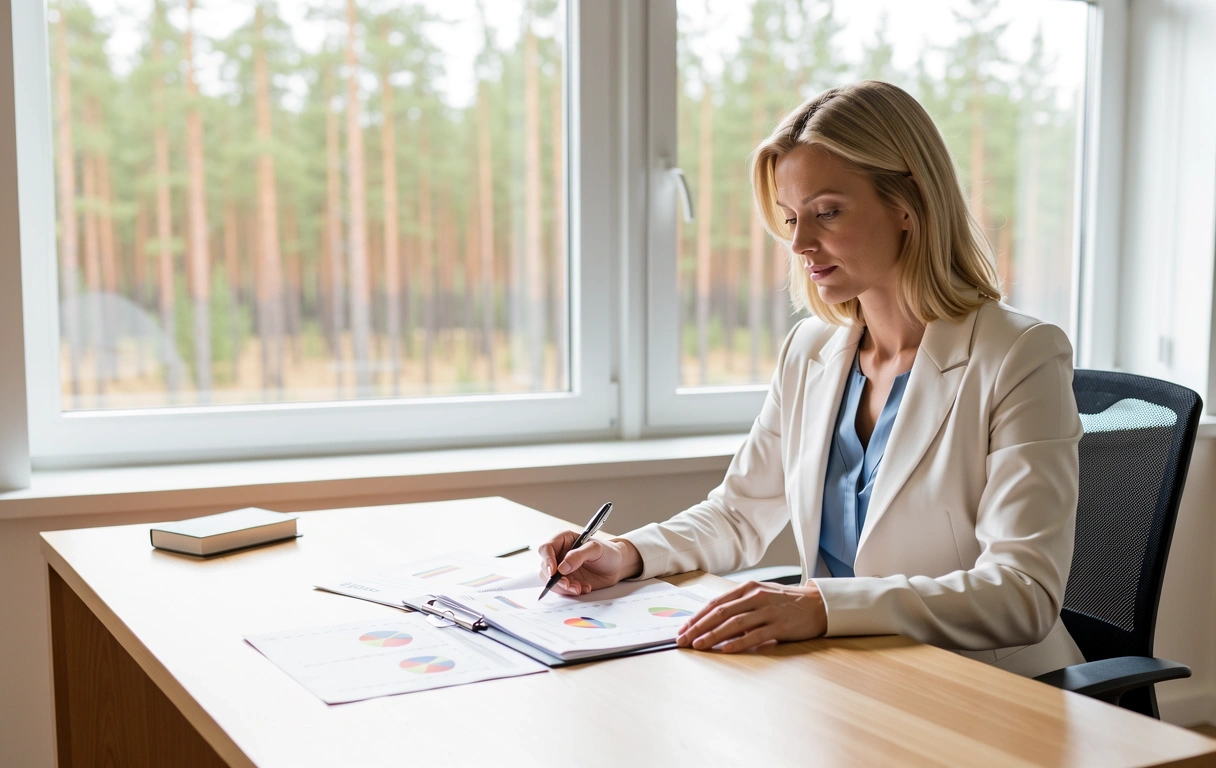 Nutritionist at work in Helsinki office